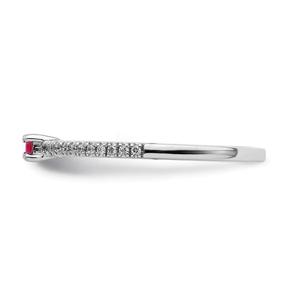 14k White Gold Polished Ruby and Diamond Ring