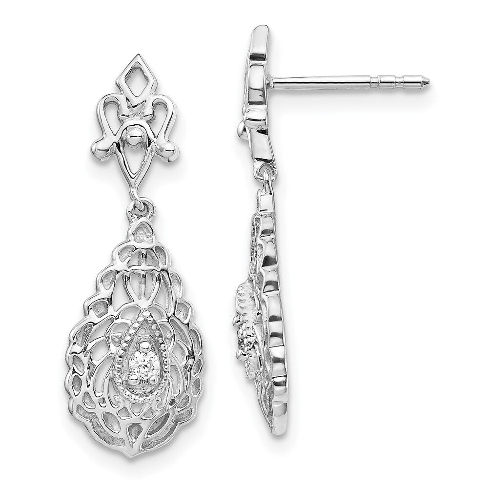 14k White Gold Diamond Teardrop Vintage Drop & Dangle Earrings