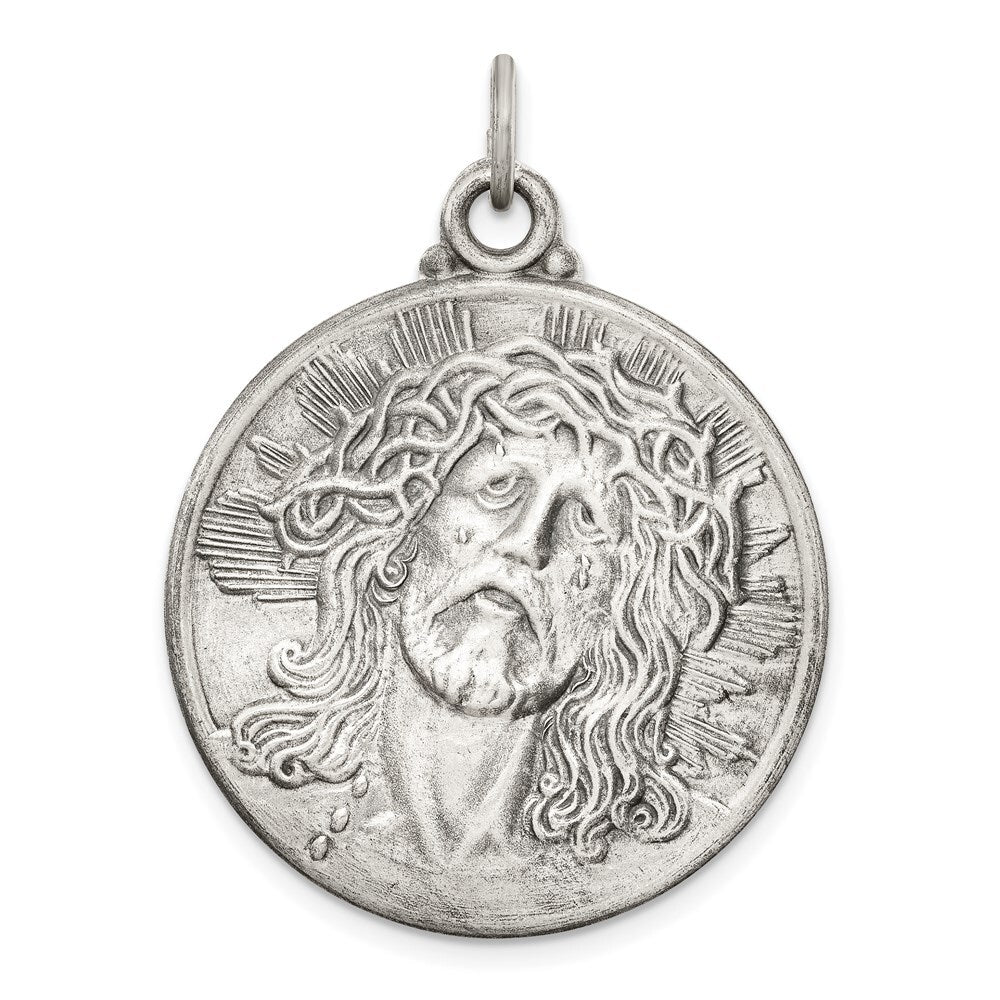 Sterling Silver Antiqued Ecce Homo Medal Pendant Holiday Gift for Women
