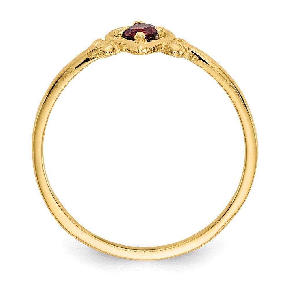 14K Yellow Gold Garnet Birthstone Heart Ring