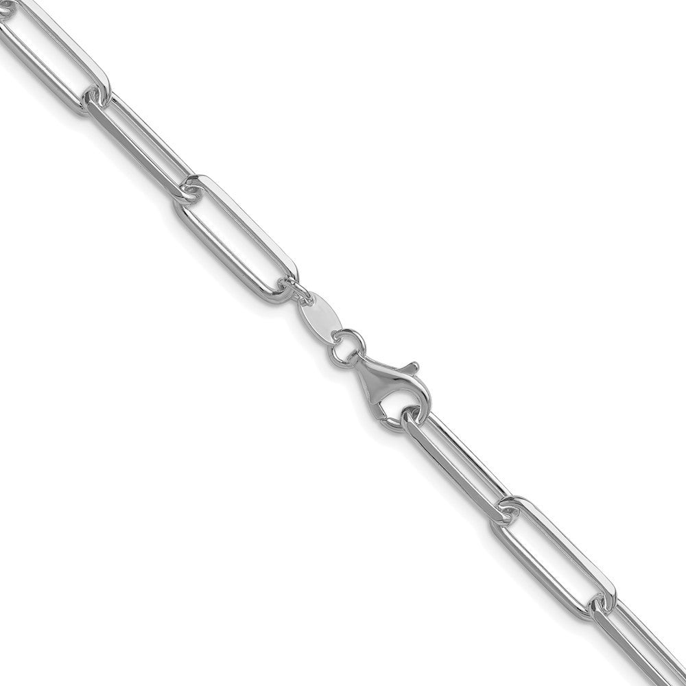 Sterling Silver Rhodium-plated 5.5mm Diamond-Cut Paperclip Chain Necklace