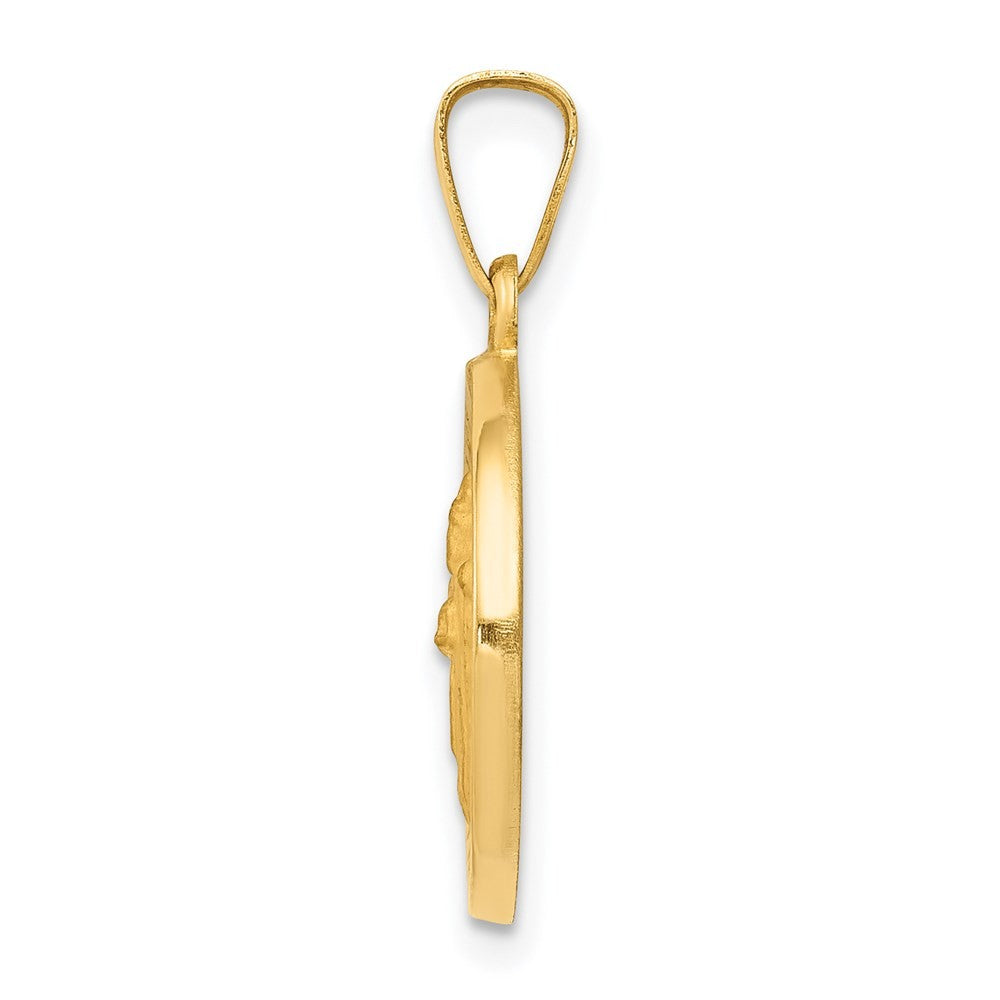 14k Yellow Gold Polished and Satin St Patrick Medal Hollow Pendant