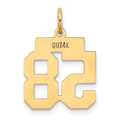 14k Yellow Gold Small Polished Number 58 Charm Pendant for Women