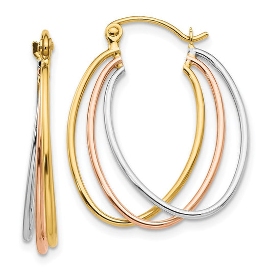 14K Tri Color Gold Hoop Earrings