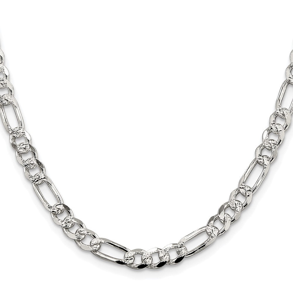 Sterling Silver Rhodium-plated 5.5mm Flat Figaro Chain Necklace