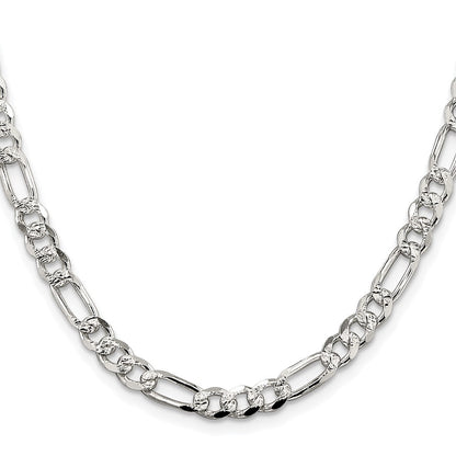 Sterling Silver Rhodium-plated 5.5mm Flat Figaro Chain Necklace