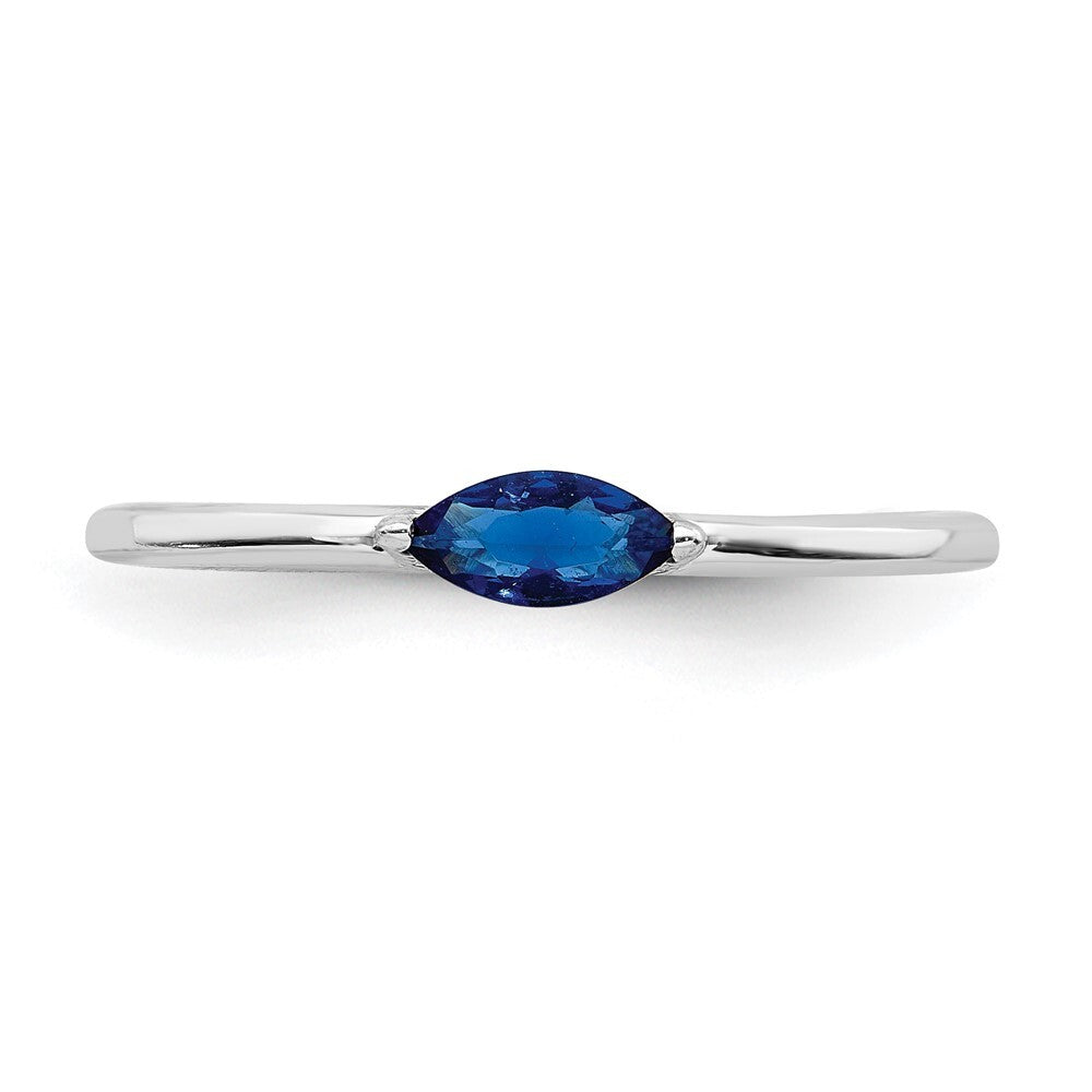 Sterling Silver Rhodium Plated Blue Cubic Zirconia Ring Size 8