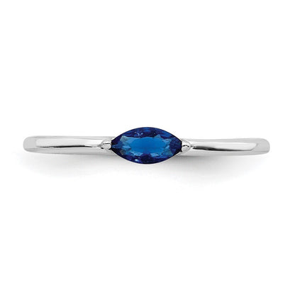 Sterling Silver Rhodium Plated Blue Cubic Zirconia Ring Size 8