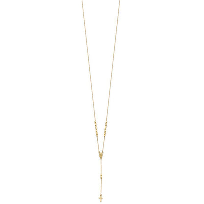 14k Yellow Gold  Miraculous Medal and Cross Rosary Design 17.75" Y-Drop Necklace