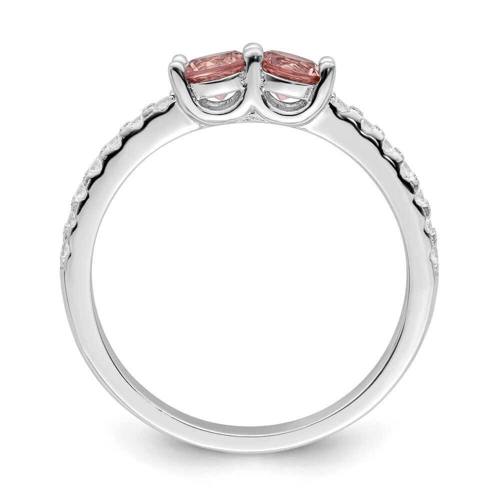 Sterling Silver Rhodium-plated Pink CZ Ring Size 6
