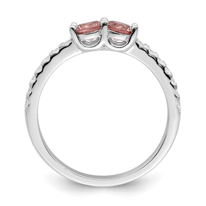 Sterling Silver Rhodium-plated Pink CZ Ring Size 6