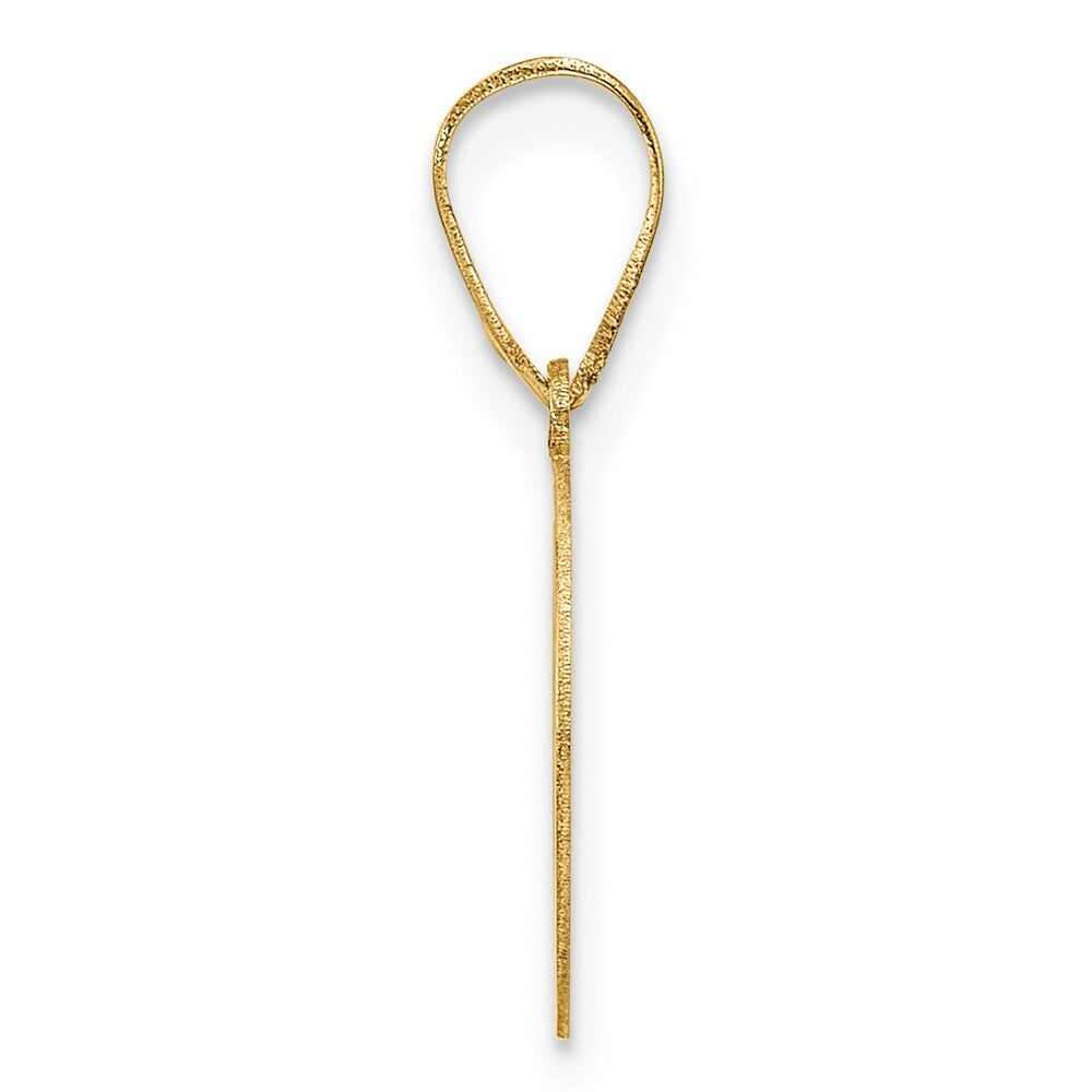 14k Yellow Gold Polished Etched Letter O Initial Pendant for Women