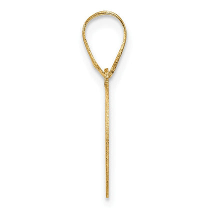 14k Yellow Gold Polished Etched Letter O Initial Pendant for Women