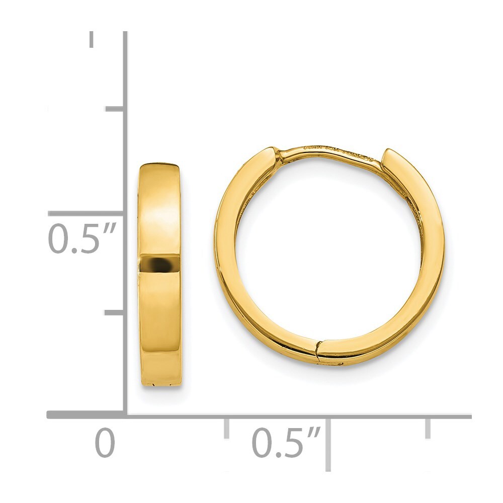 14k Yellow Gold Round Hinged Hoop Earrings Gift for Women