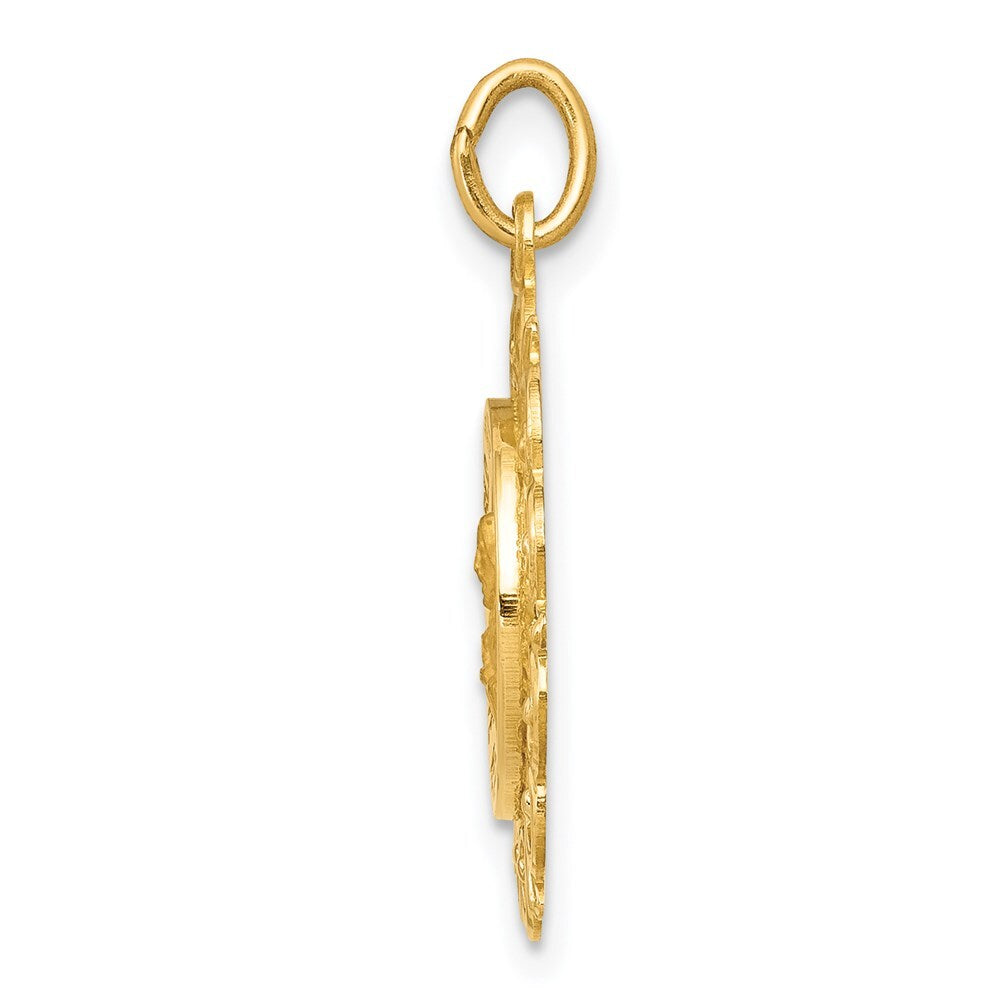 14k Yellow Gold Sacred Heart of Jesus Medal Charm Pendant for Women