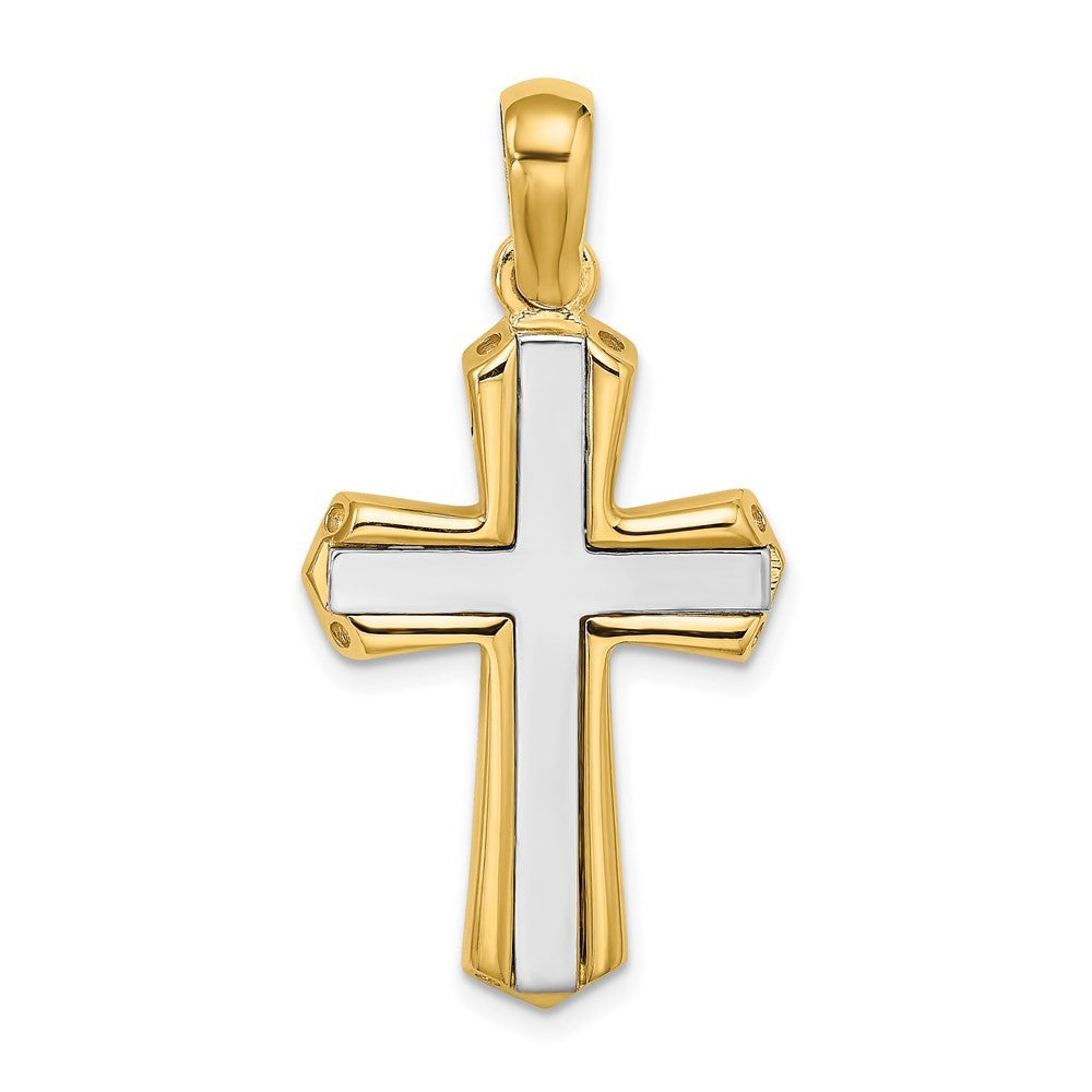 14K Two-Tone Gold Polished Cross Charm