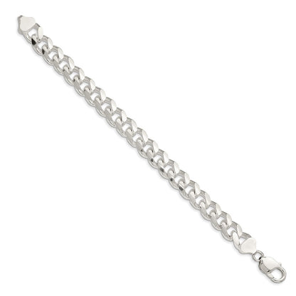 Sterling Silver 10.5mm Domed w/ Side Diamond-Cut Curb Chain Bracelet