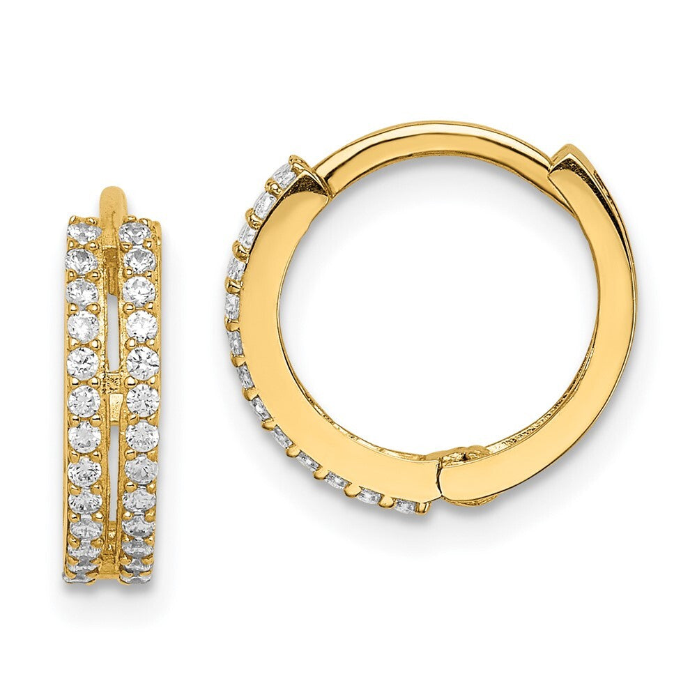 14k Yellow Gold Cubic Zirconia Hinged Hoop Earrings