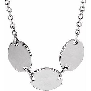 14k White Gold 3-Disc Engravable Family Disc 18" Necklace Gift for Women