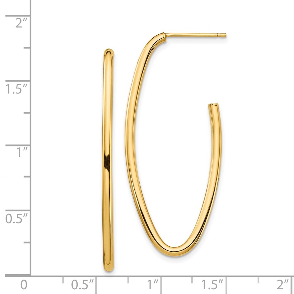 14k Yellow Gold Polished Pointed Oval Dangle Earrings