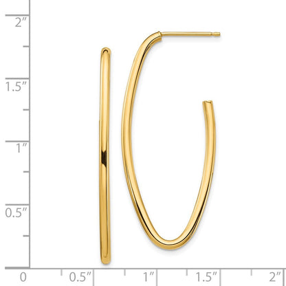 14k Yellow Gold Polished Pointed Oval Dangle Earrings