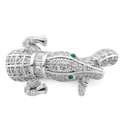 Sterling Silver Rhodium-plated Polished CZ Alligator Ring Size 7