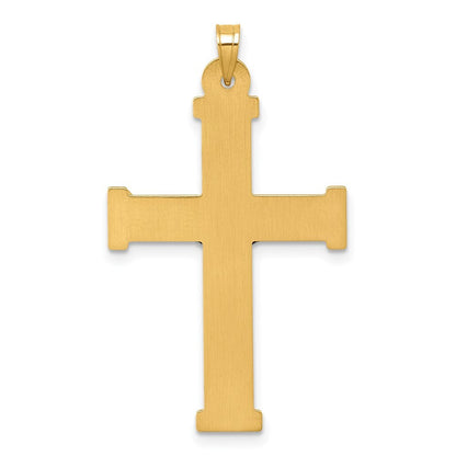 14k Yellow Gold with White Rhodium Polished INRI Crucifix Cross Pendant
