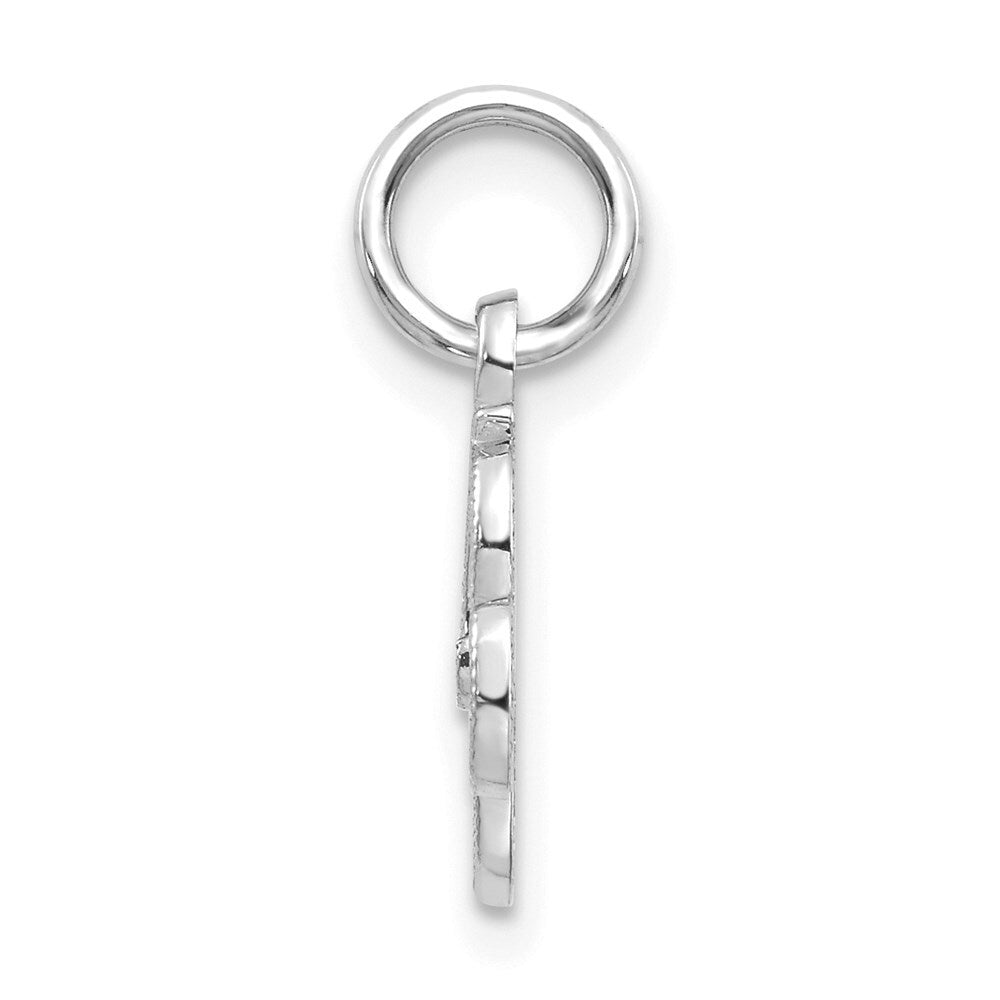 14k White Gold Casted Script Letter R Initial Charm Pendant for Women