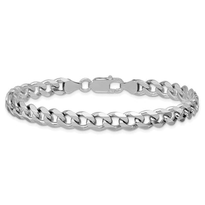 Sterling Silver Rhodium-plated 7.5mm Curb Chain Bracelet