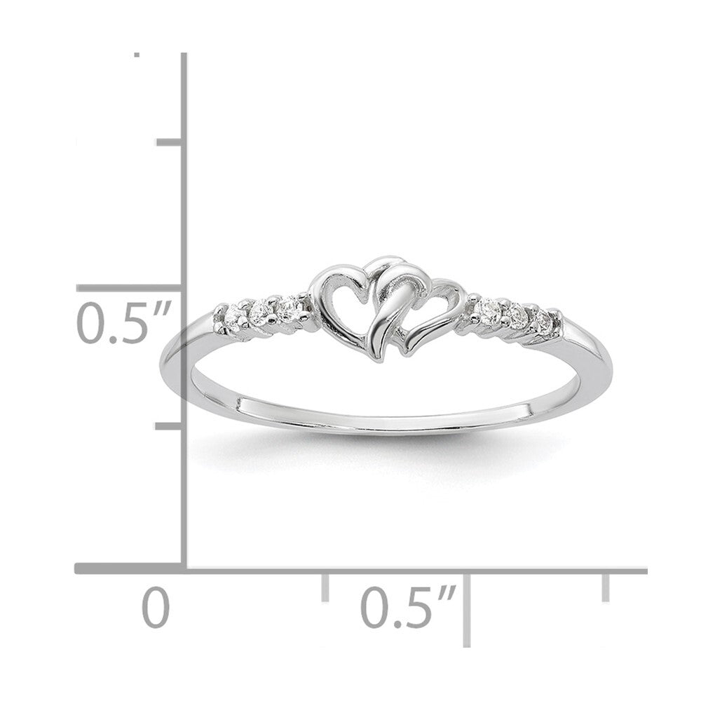 Sterling Silver E-coated CZ Heart Ring Size 8