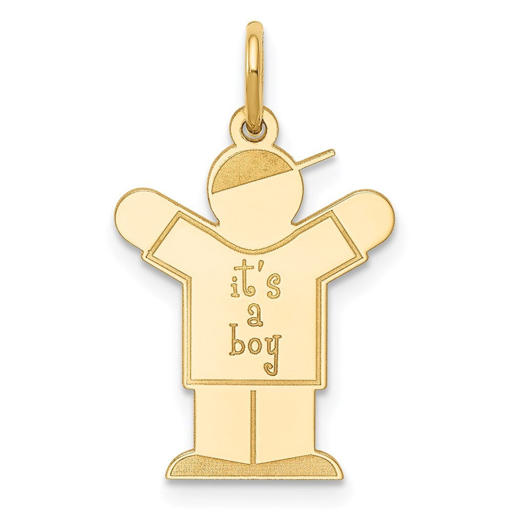 14k Yellow Gold Kid Charm Pendant for Women