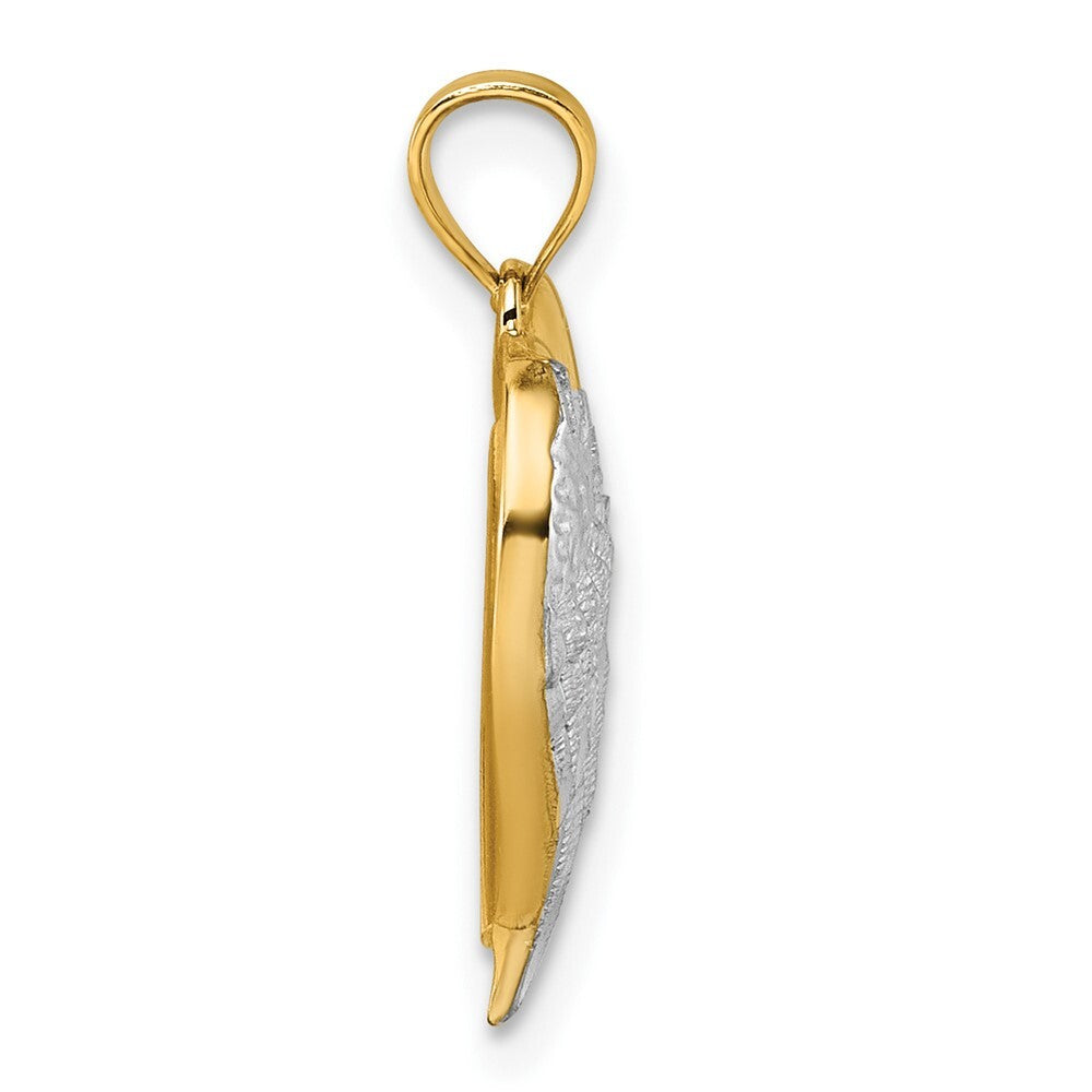 14k Yellow Gold RH Polished / Dia-cut Heart With Wing Watch Over Me Pendant