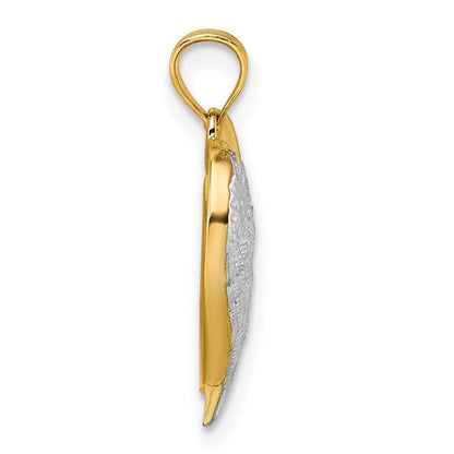 14k Yellow Gold RH Polished / Dia-cut Heart With Wing Watch Over Me Pendant