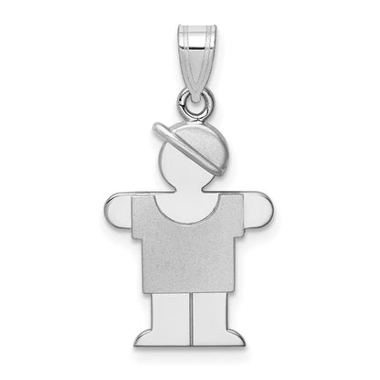 14k White Gold Small Boy Hat on Right Engravable Charm Pendant for Women
