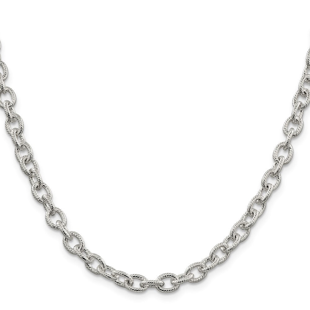 Sterling Silver 6.25mm Fancy Patterned Rolo Chain Necklace