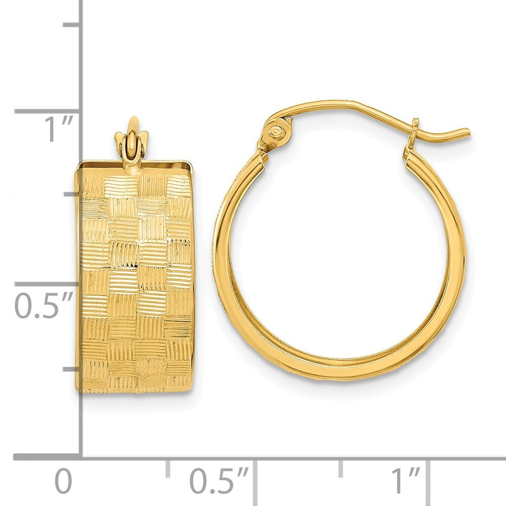 14k Yellow Gold Diamond-cut Hoop Earrings Gift for Women
