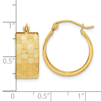 14k Yellow Gold Diamond-cut Hoop Earrings Gift for Women