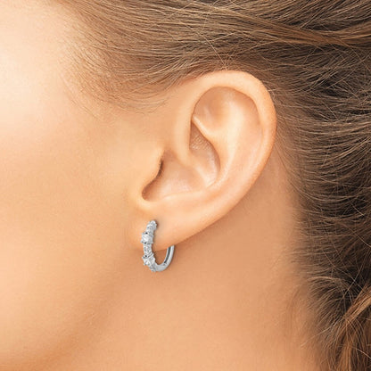 14k White Gold Diamond Hinged Hoop Earrings