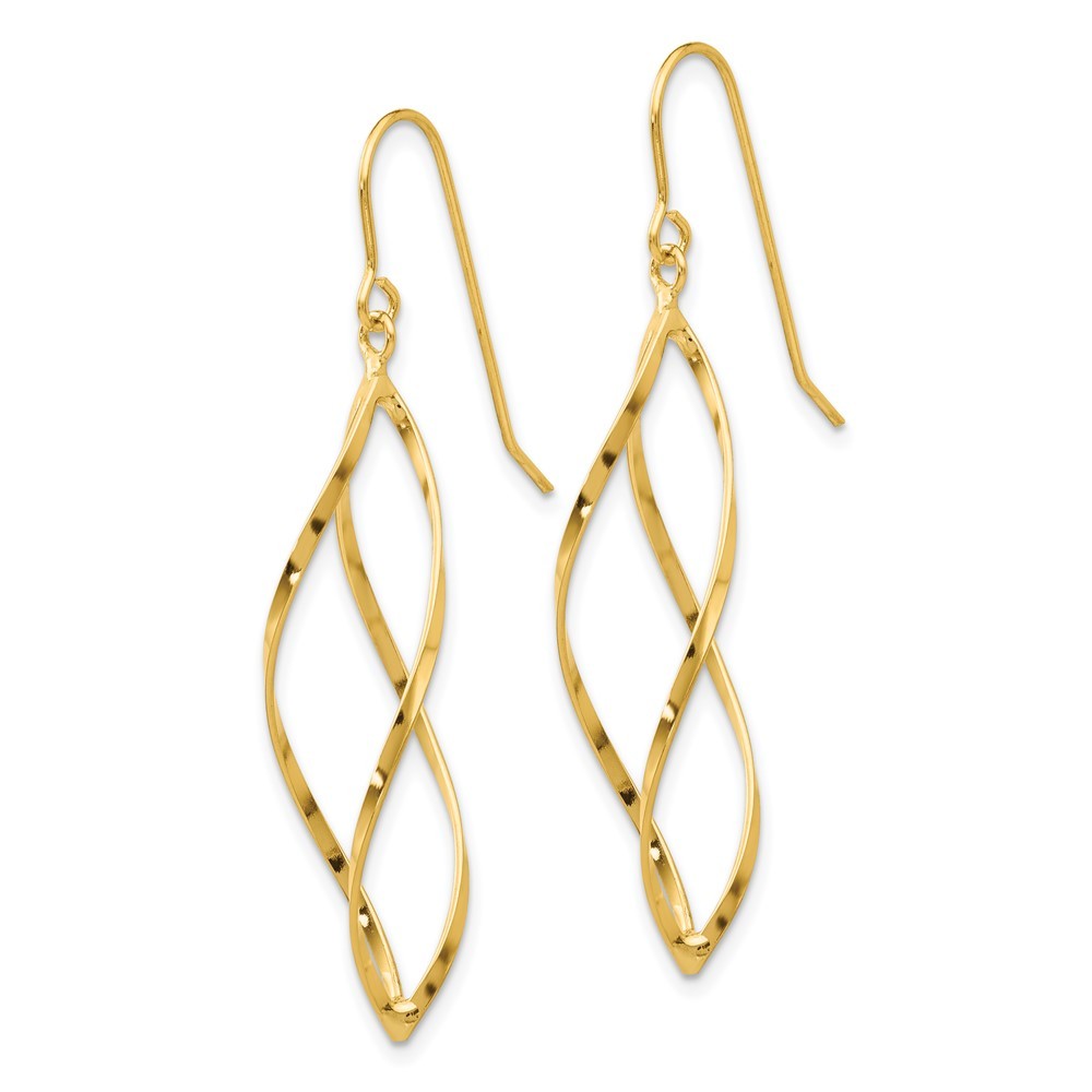 14k Yellow Gold Twisted Dangle Earrings