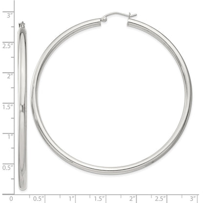 Sterling Silver 3mm Round Hoop Earrings