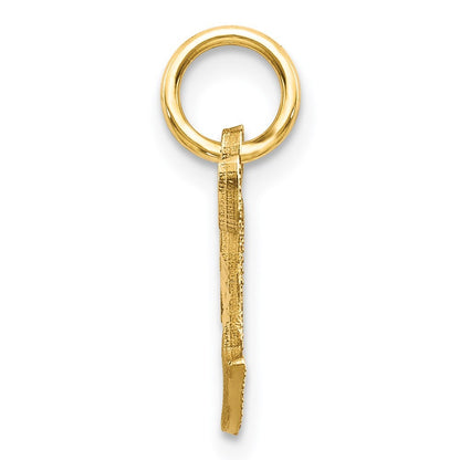 14k Yellow Gold Letter T Initial Charm Pendant for Women