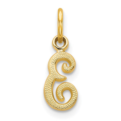 14k Yellow Gold Script Letter E Initial Charm Pendant for Women