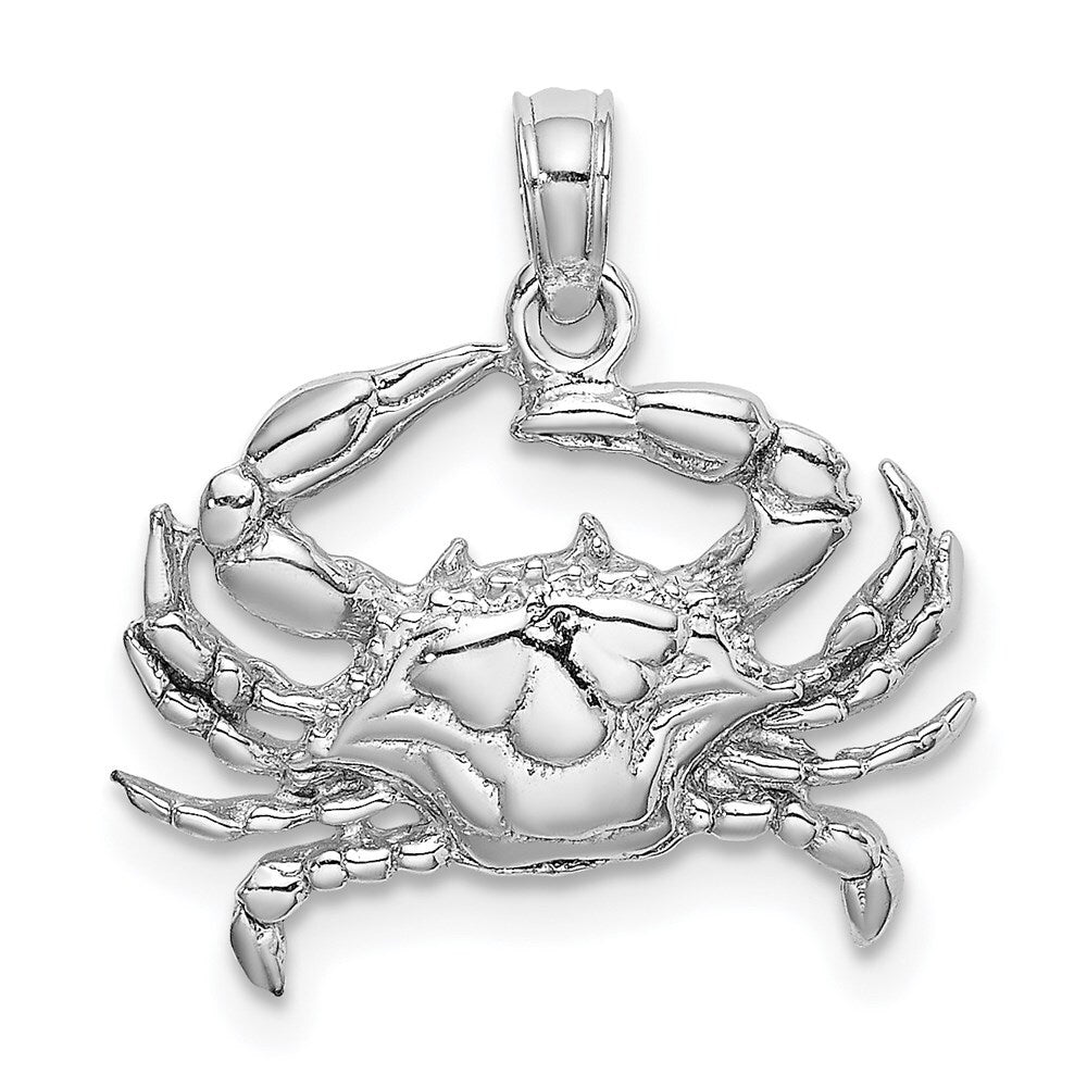 14k White Gold Blue Crab Charm Pendant for Women