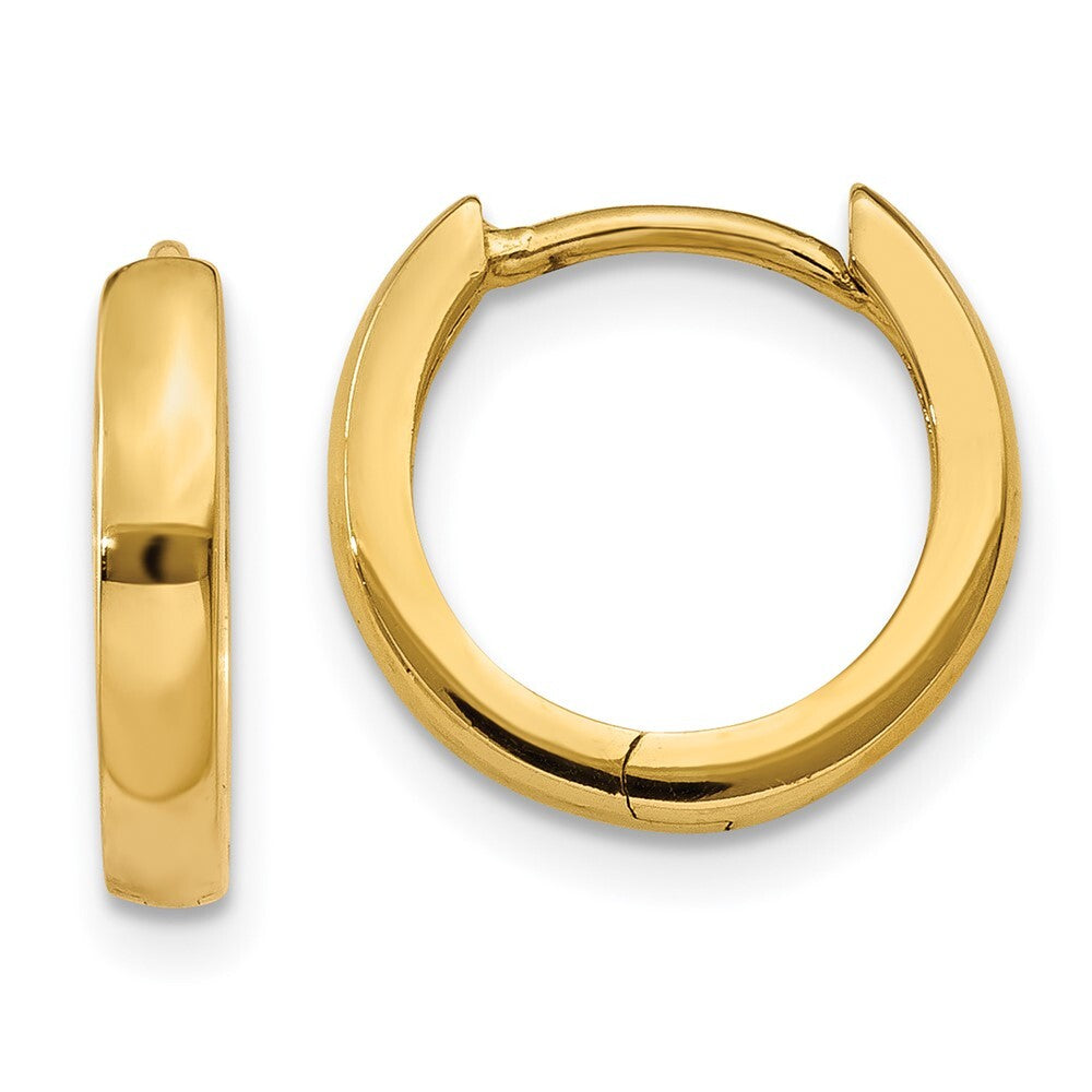 14k Yellow Gold 2.25mm Round Hinged Hoop Earrings Gift for Women