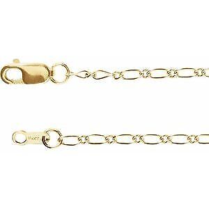 14k Yellow Gold 1.5 mm Figaro 18" Chain Necklace