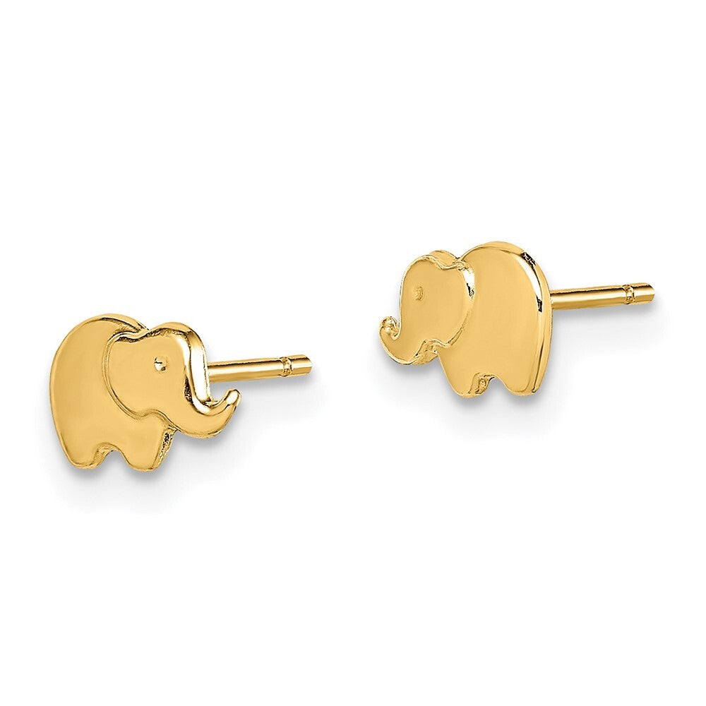 14k Yellow Gold Elephant Stud Earrings Gift for Women