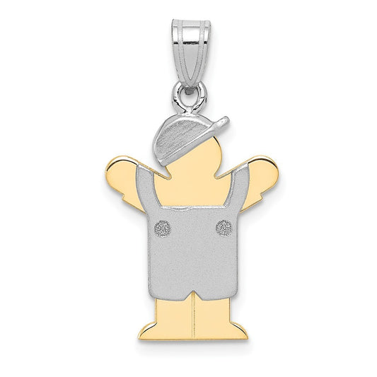 14k Two-Tone Gold Small Boy with Hat on Left Engravable Charm
