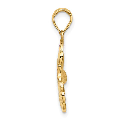 14k Yellow Gold  Enamel Santa Face Charm Pendant for Women
