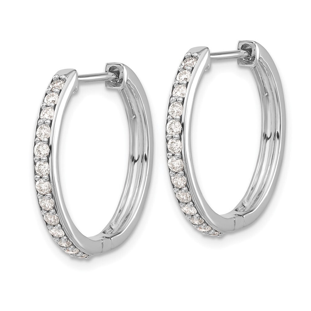 14k White Gold Diamond Hinged Hoop Earrings