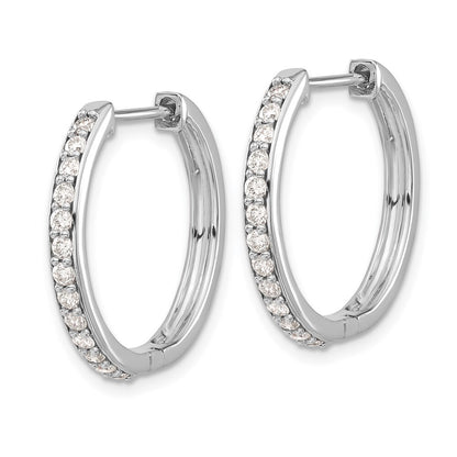 14k White Gold Diamond Hinged Hoop Earrings
